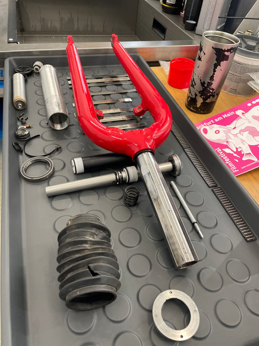 Wartung/Service an Cannondale Fatty Headshock Federgabel inkl. Teleskop-/Nadellager