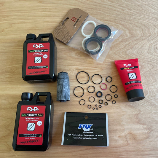 FOX 40 FIT Cartridge Dichtkit 803-00-150 mit RacingBros Abstreifern, Dämpfungsöl und Schmieröl für FOX 40 Federgabel-Service